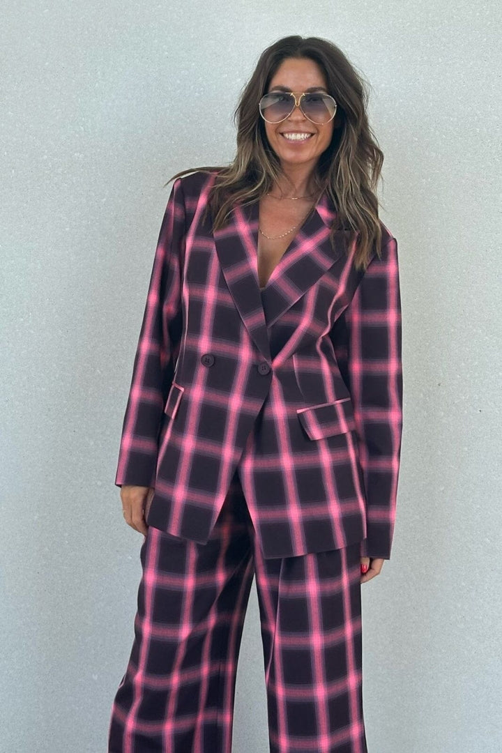 Gossia - Josuego Blazer - Bourgogne Pink Checks