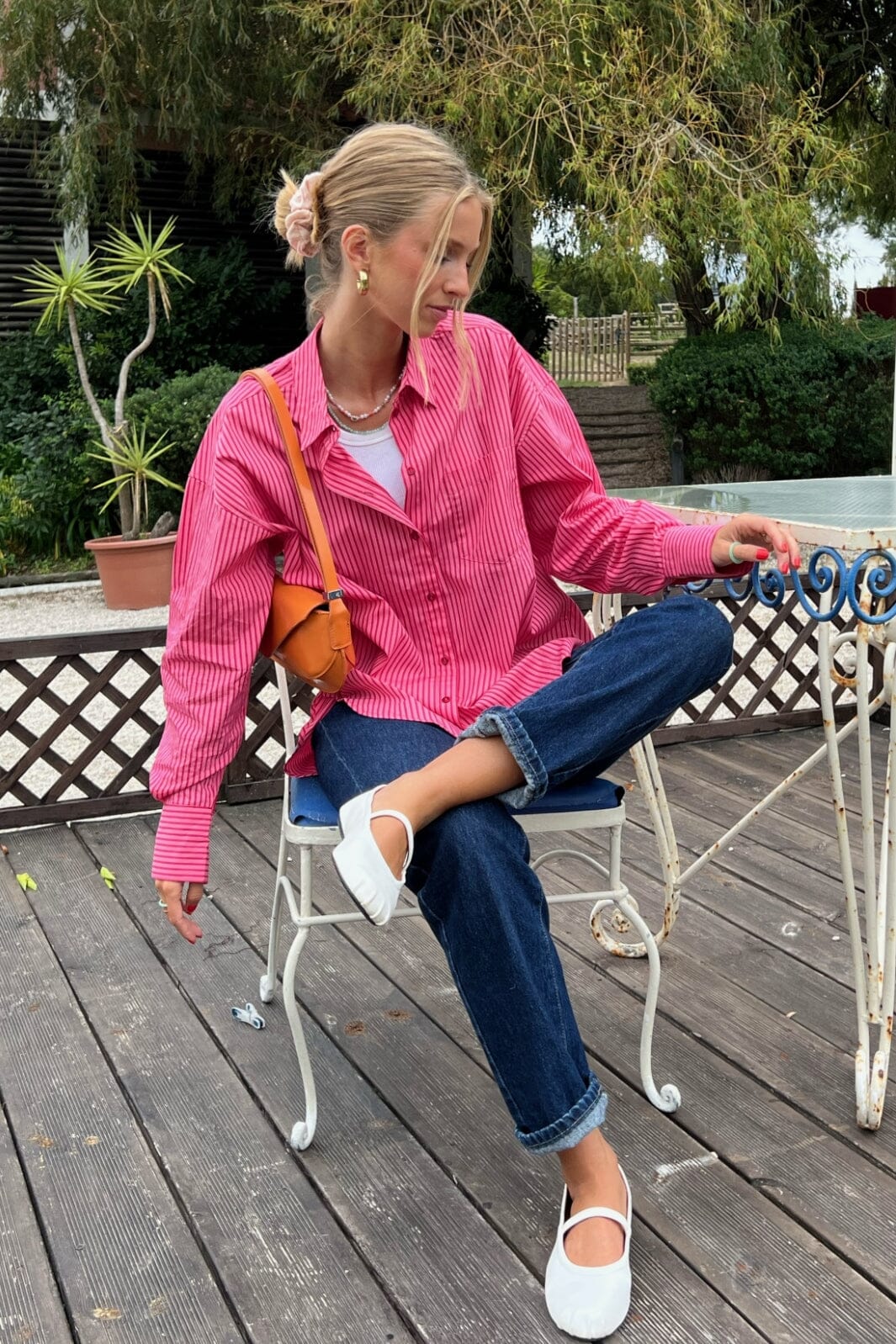 Jjxx - Jxjamie Ls Relaxed Poplin Shirt - 4235856 Cerise Stripe