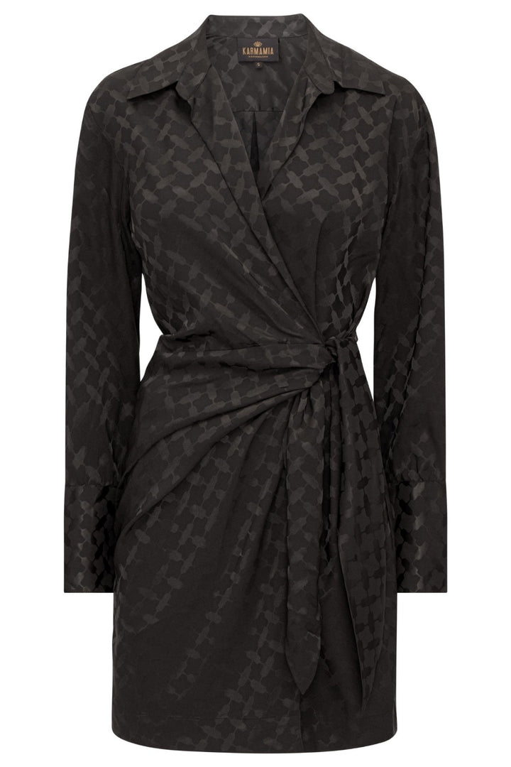 Karmamia - Ivy Wrap Dress - Black Keffiyeh Jacquard