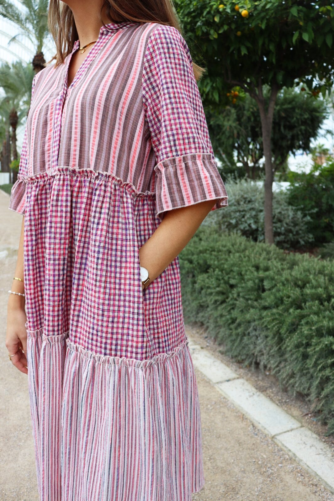 Liberte - Ellie-Dress - Brown Pink Mix