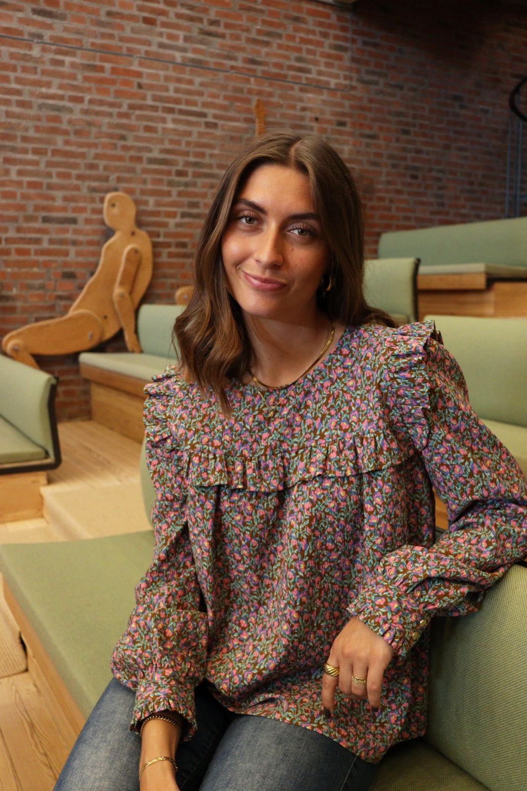 Liberte - Heather-Ls-Blouse - Pink Brown Flower