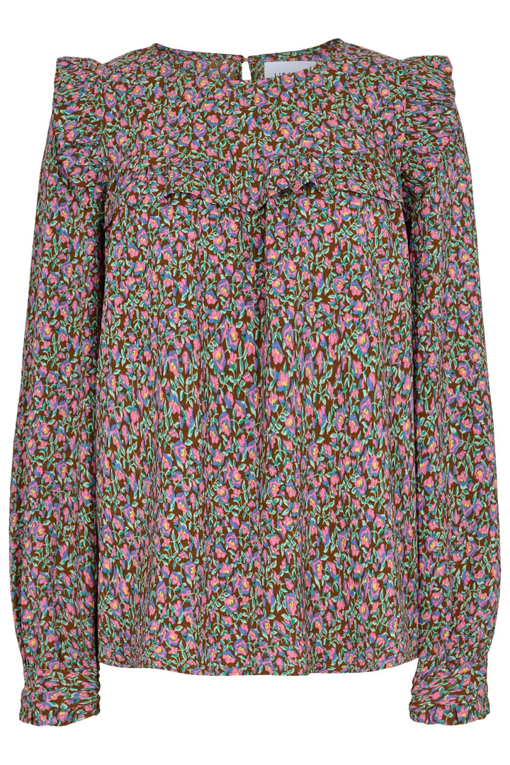 Liberte - Heather-Ls-Blouse - Pink Brown Flower
