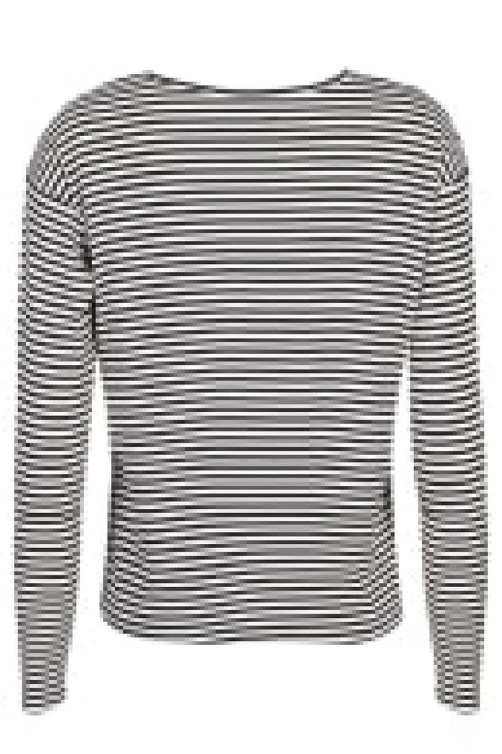 Liberte - Natalia-Ls-Boxy-Blouse - Black Creme Small Stripe