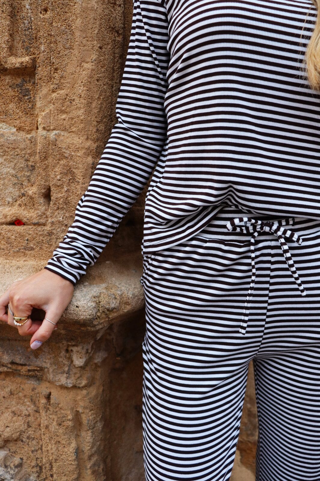 Liberte - Natalia-Ls-Boxy-Blouse - D. Brown Creme Small Stripe
