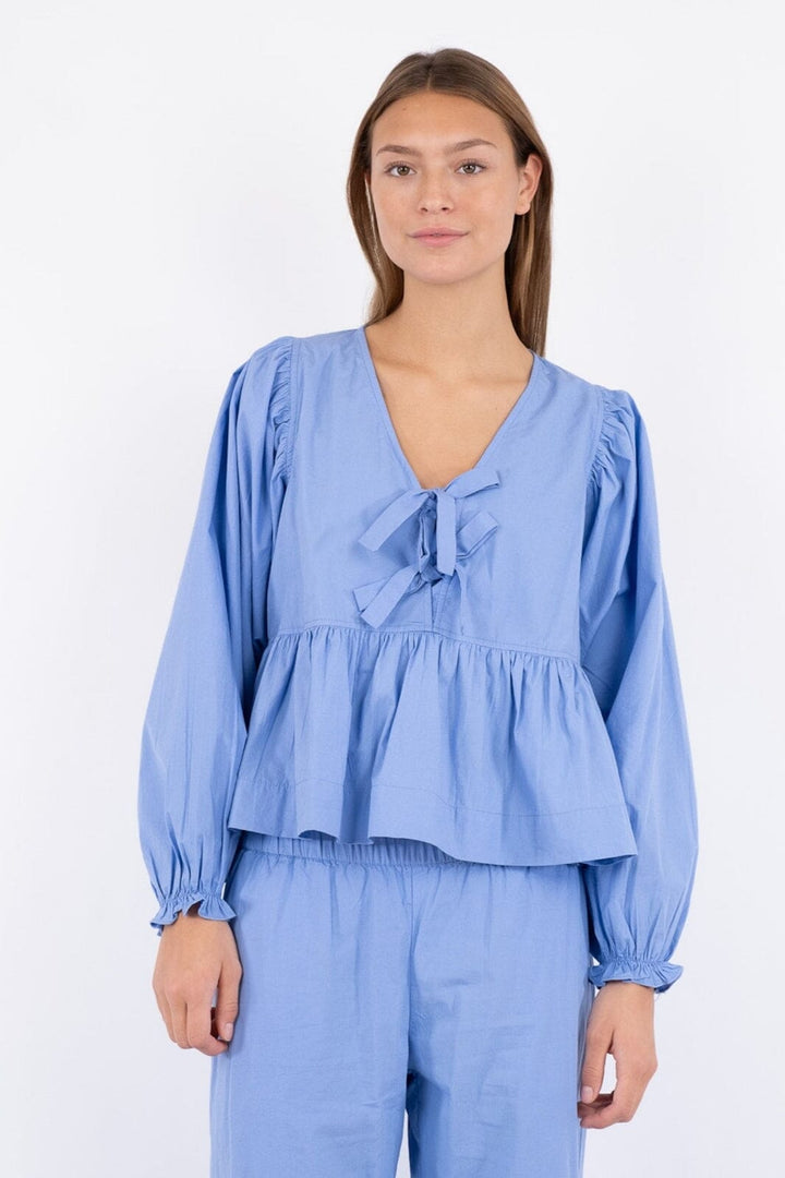 Neo Noir - Bessie C Poplin Blouse - Light Blue