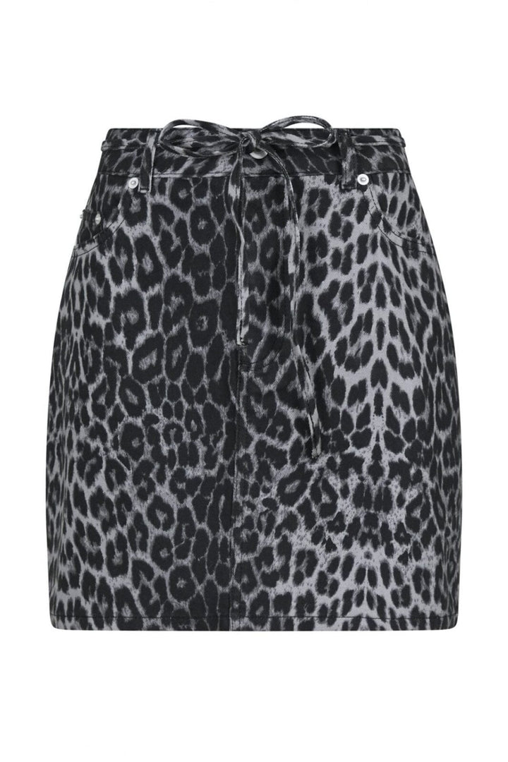 Neo Noir - Henrietta Leopard Skirt - Grey Leopard