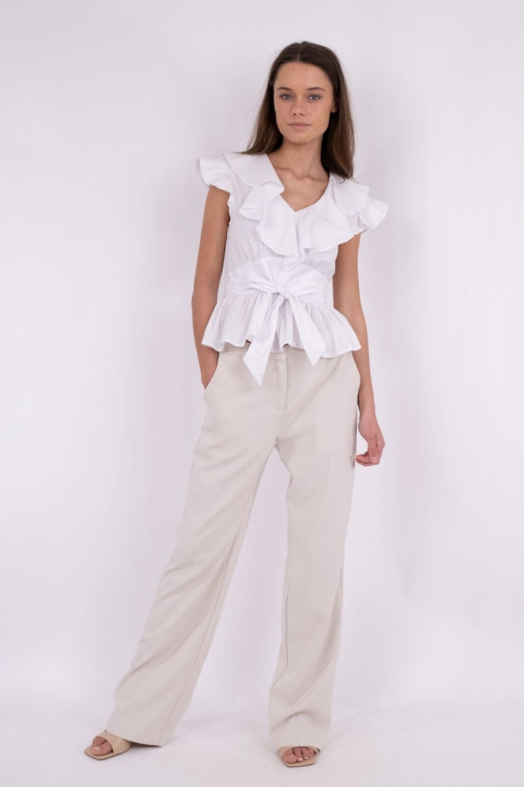 Neo Noir - Joseline Poplin Top - White