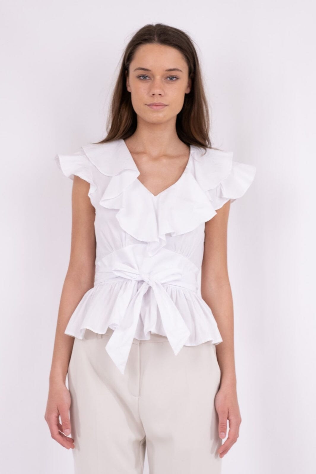 Neo Noir - Joseline Poplin Top - White