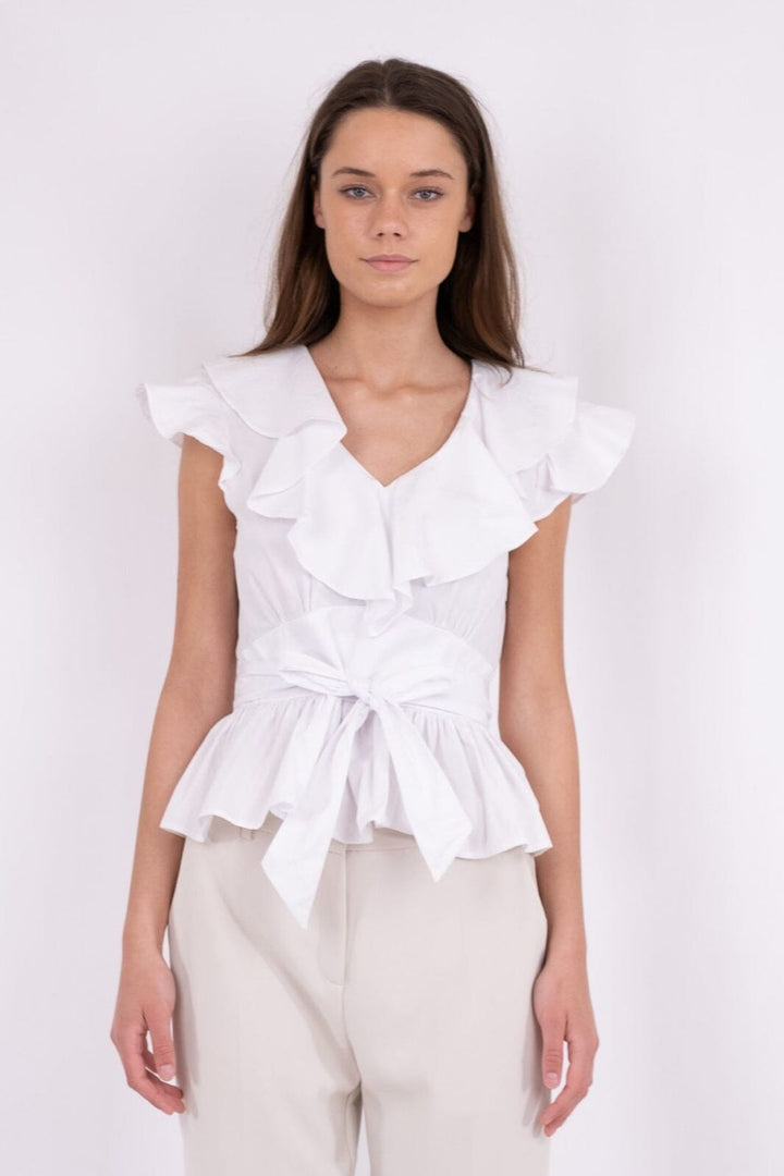 Neo Noir - Joseline Poplin Top - White
