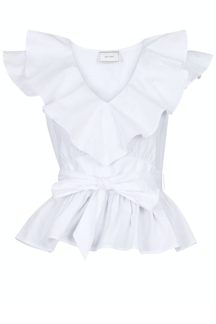 Neo Noir - Joseline Poplin Top - White