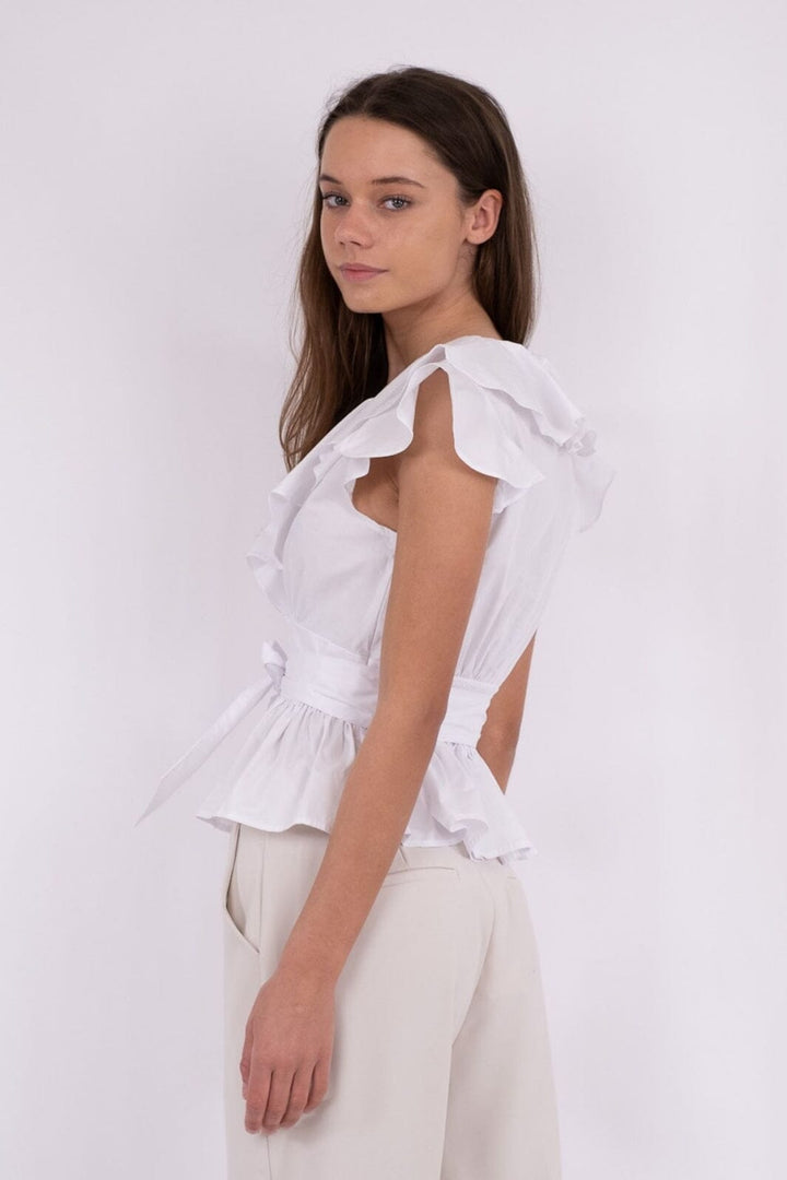 Neo Noir - Joseline Poplin Top - White