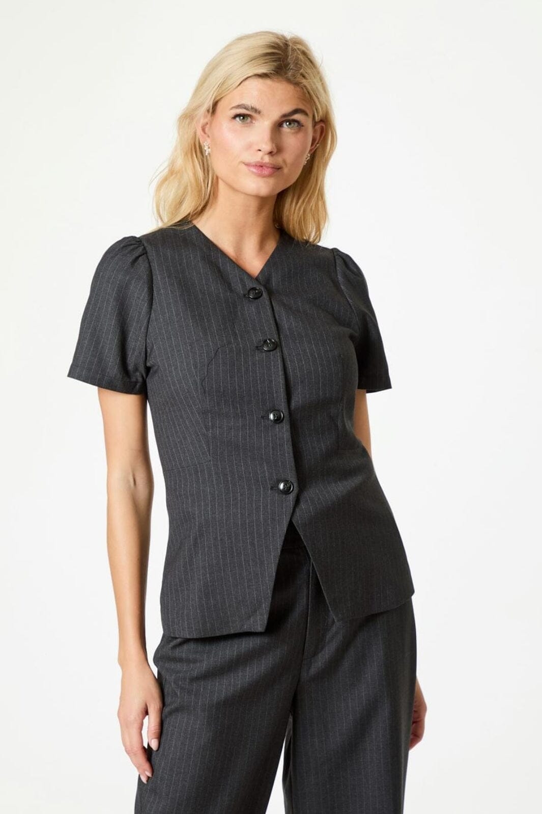 Neo Noir - Jules Pinstripe Blouse - Antracit