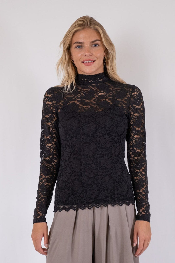 Neo Noir - Liza Laceflower Blouse - Black