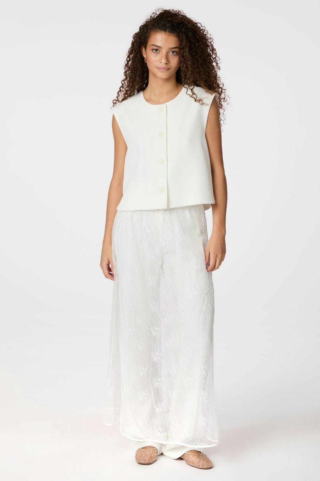 Neo Noir - Loreta Lace Sequins Skirt 164611 - 120 - White