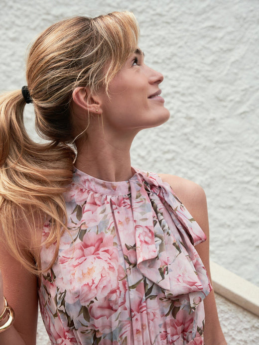 Forudbestilling - Neo Noir - Marli Flower Chiffon Dress 165150 - 165 - Rose Kjoler 