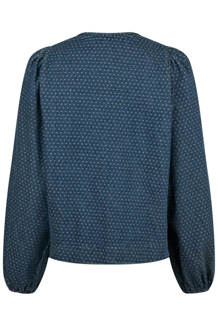 Neo Noir - Silvi Overdyed Dot Blouse - Ash Blue