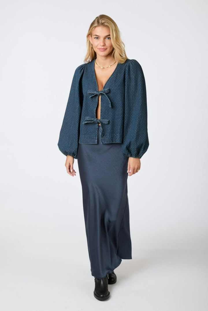 Neo Noir - Silvi Overdyed Dot Blouse - Ash Blue