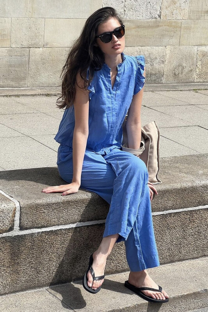 Neo Noir - Sonar Linen Pants - Dusty Blue