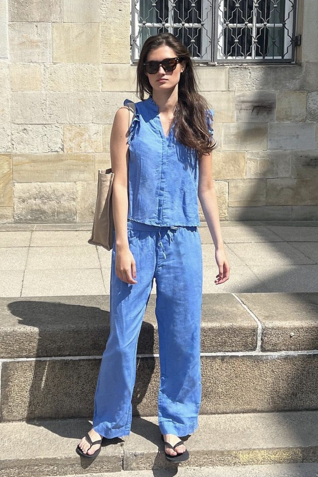 Neo Noir - Sonar Linen Pants - Dusty Blue