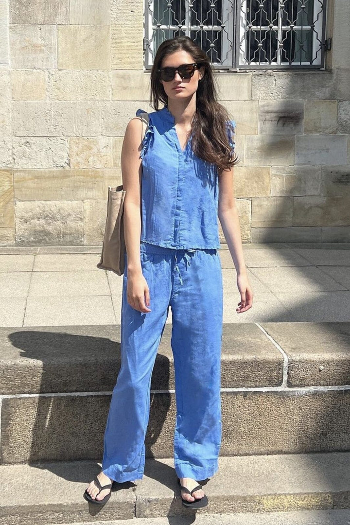 Neo Noir - Sonar Linen Pants - Dusty Blue