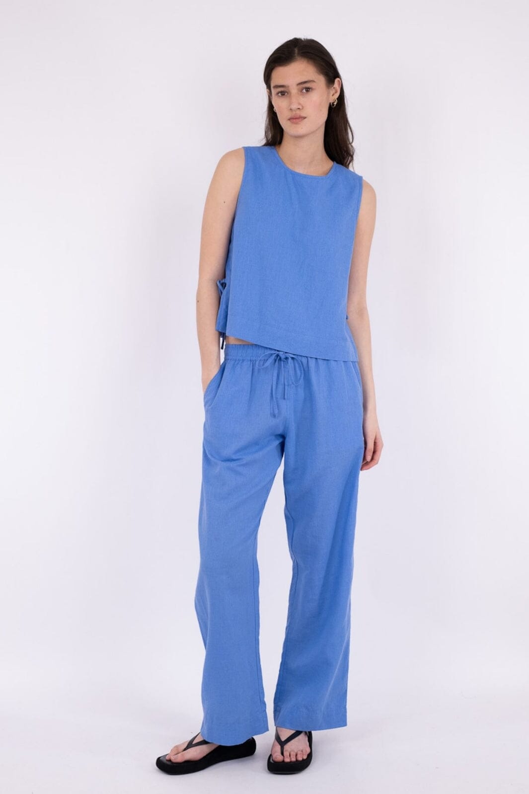 Neo Noir - Sonar Linen Pants - Dusty Blue