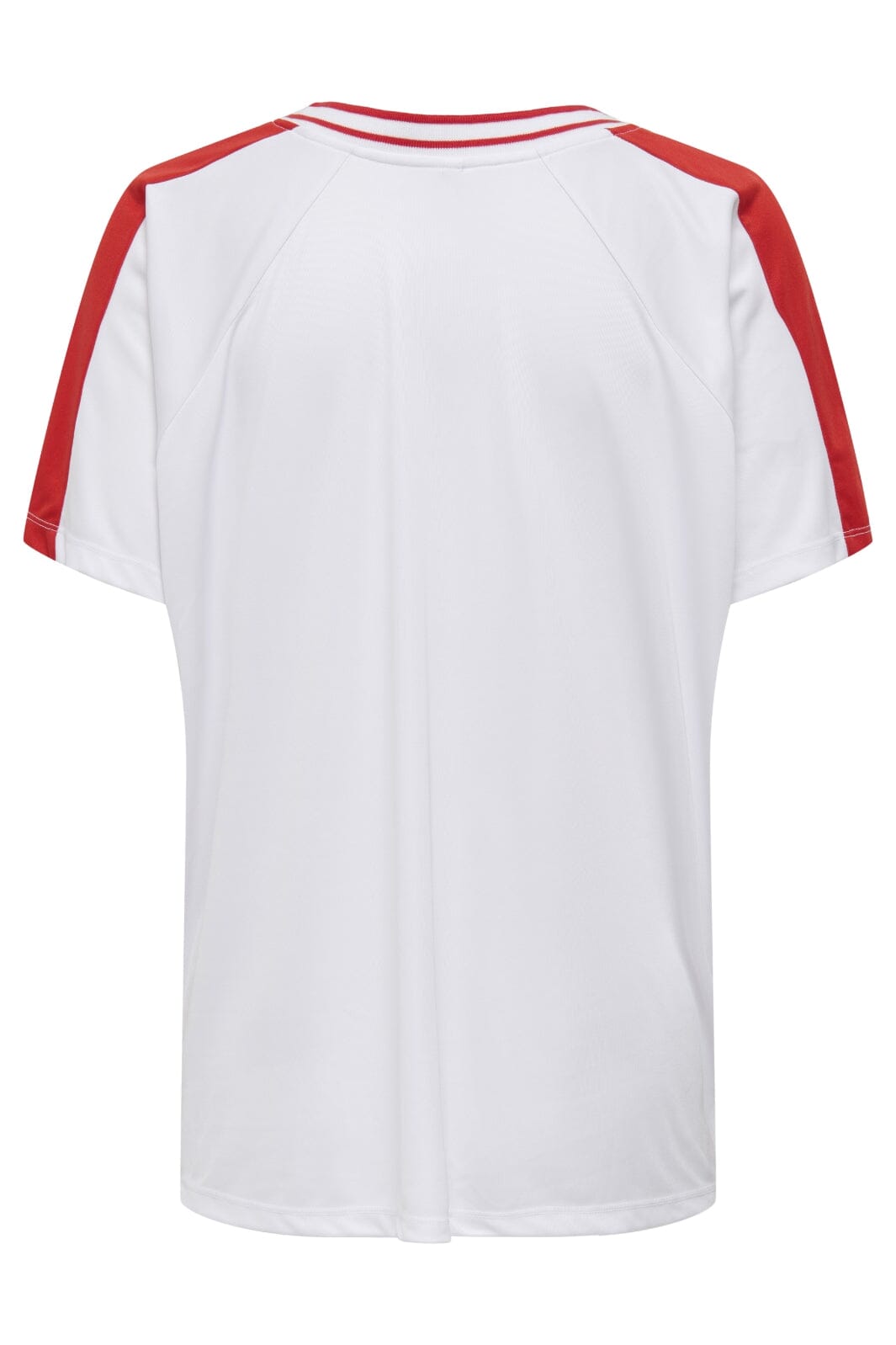 Only - Onlbella S/S Sport V-Neck Top - 4822429 Bright White Move In Red Print