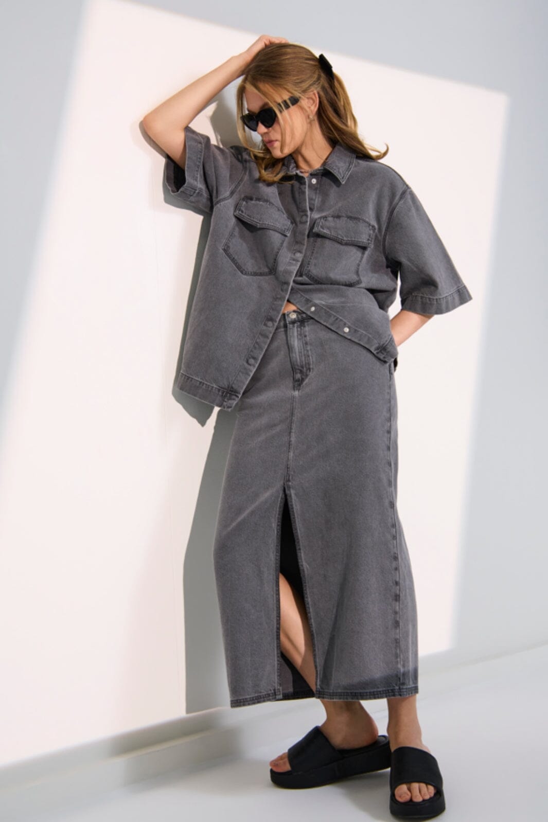 Only - Onlsophie Oversize S/S Shirt - 4655076 Medium Grey Denim
