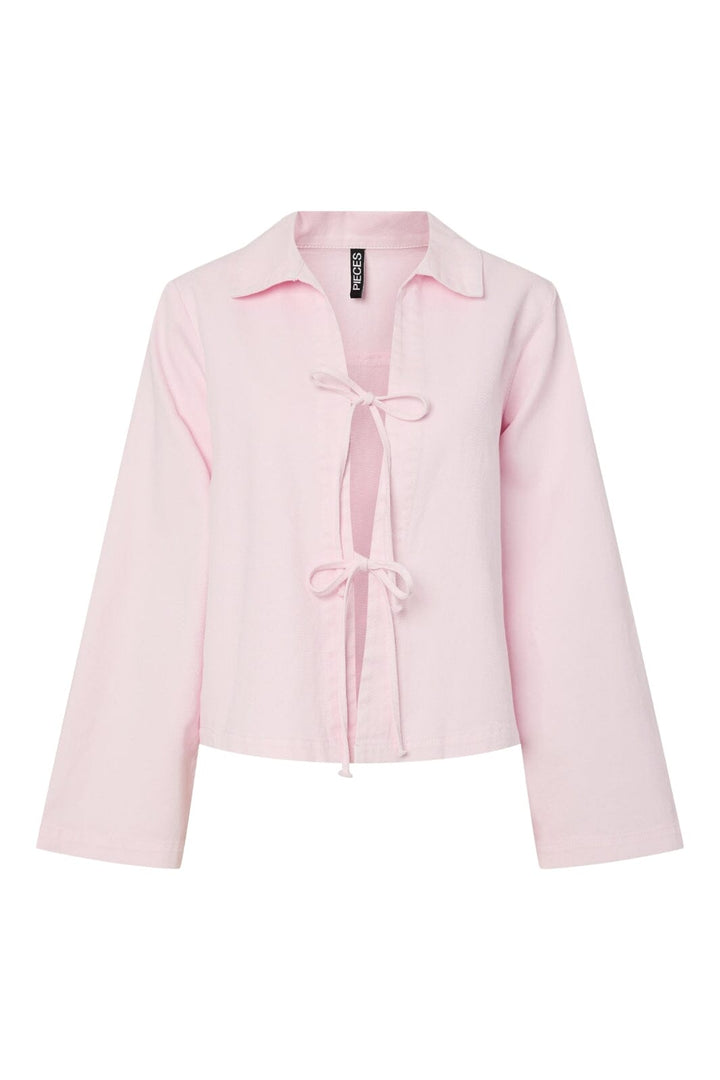 Pieces - Pcflora Ls Denim Tie Shirt Fsy - 4972045 Pink-A-Boo