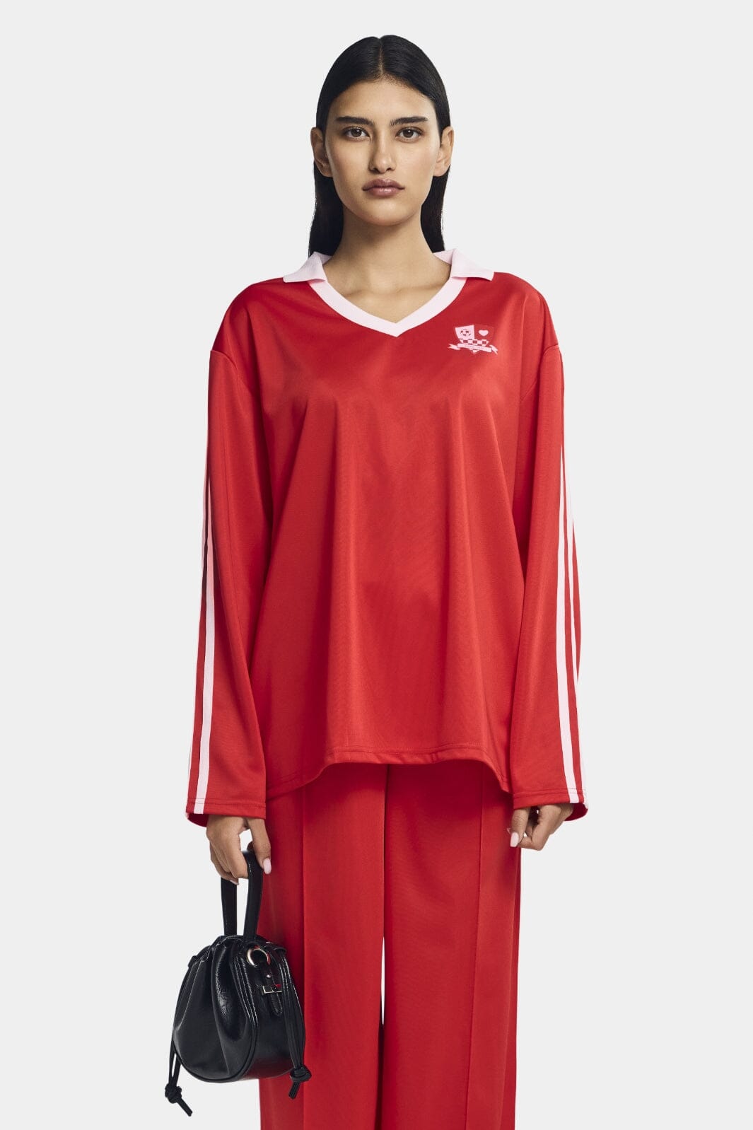 Pieces - Pcgrace Ls Polo Shirt Fsy - 4756340 High Risk Red Pink-A-Boo Stripe