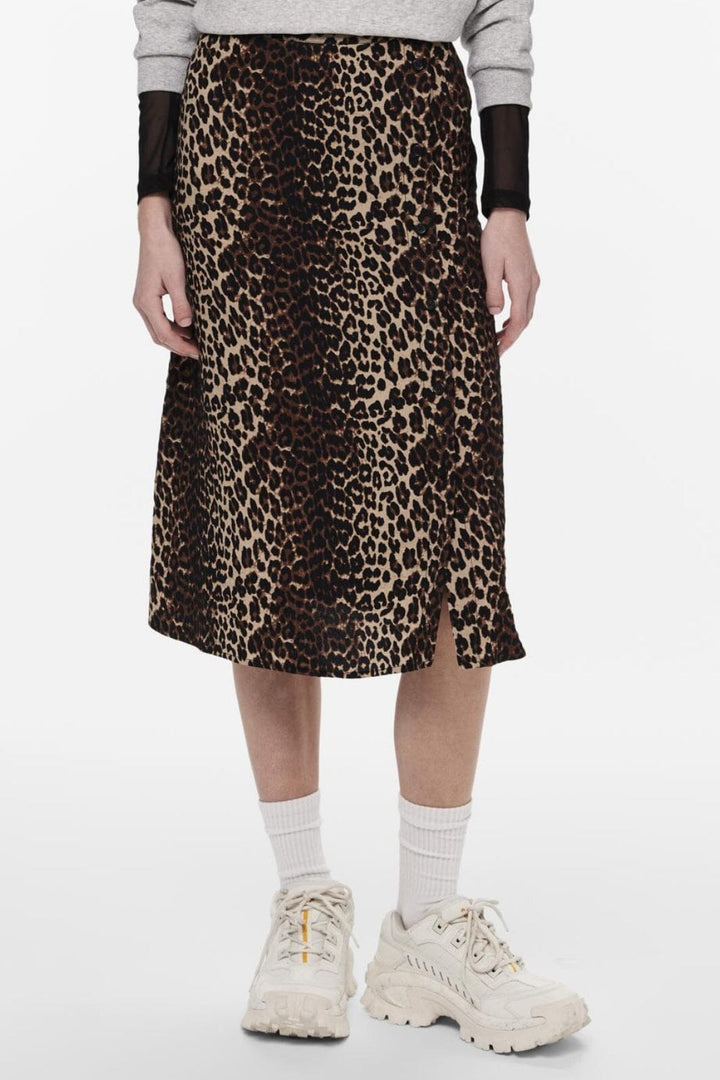 Pieces - Pcmellisa Ankle Button Skirt - 4427357 Black Leo