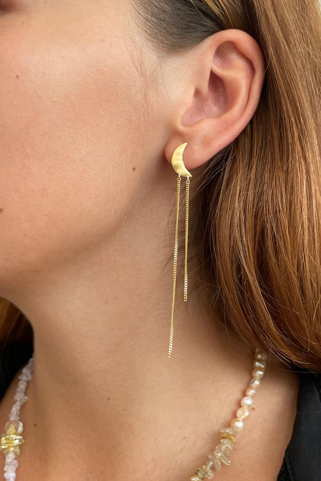 Stine A - Bella Moon Earring With Long Chains - 1313-02-S