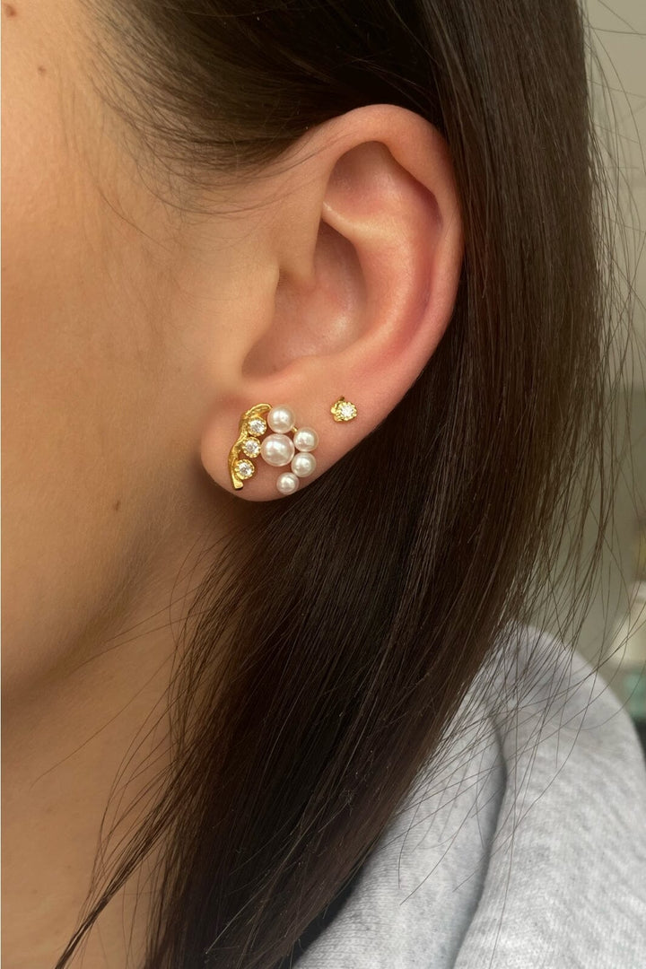 Stine A - Flow Earring With Three Stones - Single - 1335-02-S