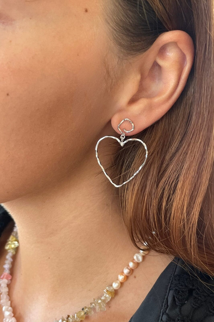 Stine A - Funky Heart Earring - Silver - 1317-00-S