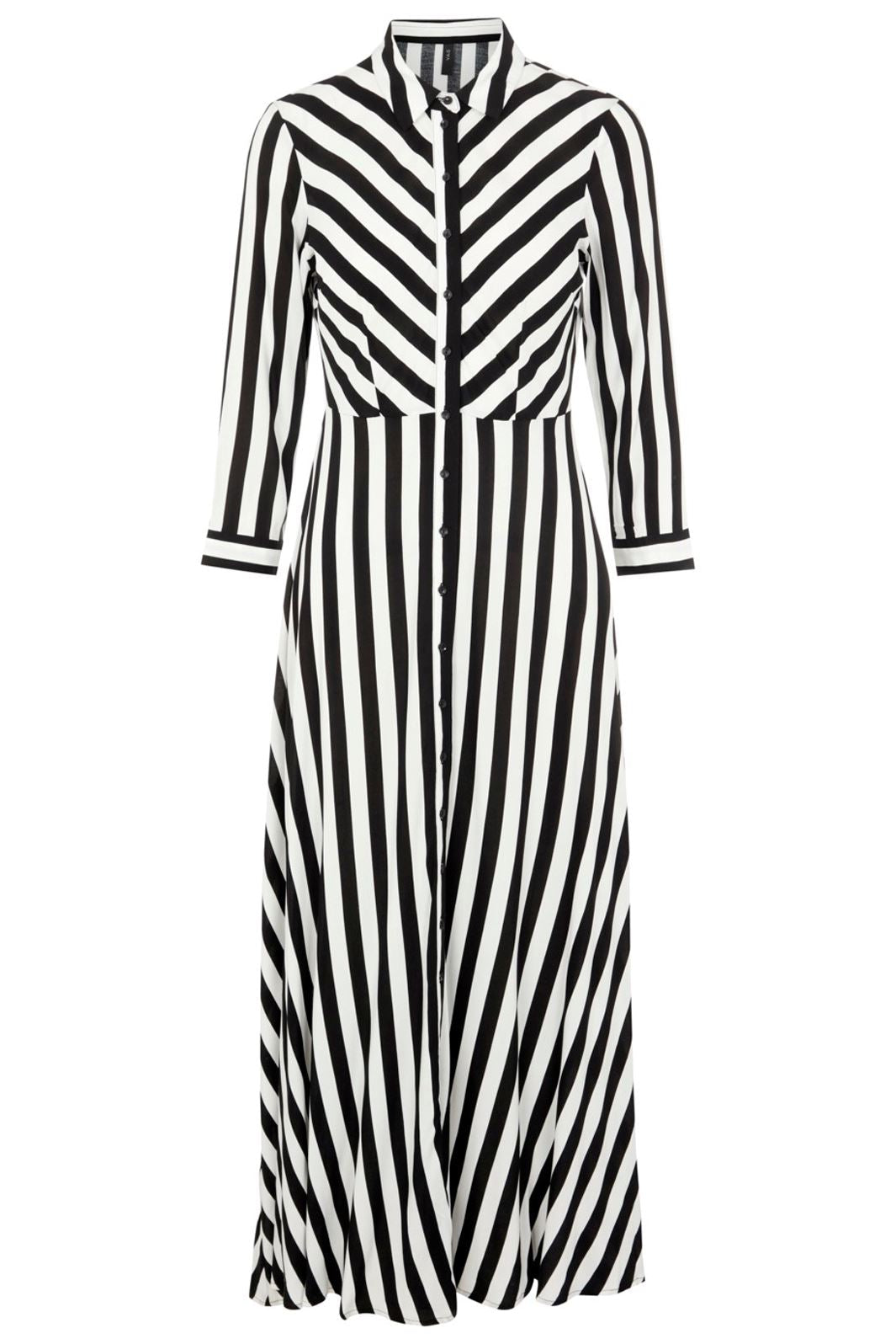 YAS - YasSavanna Long Shirt Dress - Black W. White Stripes
