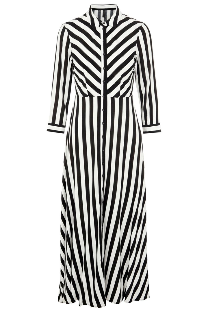 YAS - YasSavanna Long Shirt Dress - Black W. White Stripes