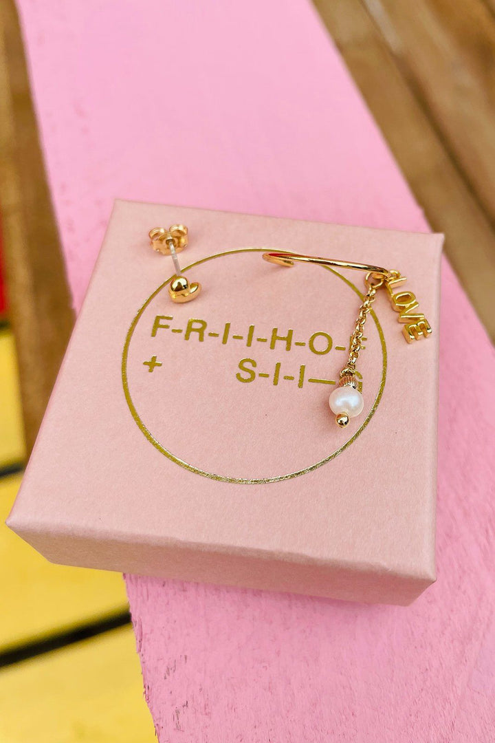 FRIIHOF+SIIG - Øreringe Love Box - Forgyldte - (1 Par)