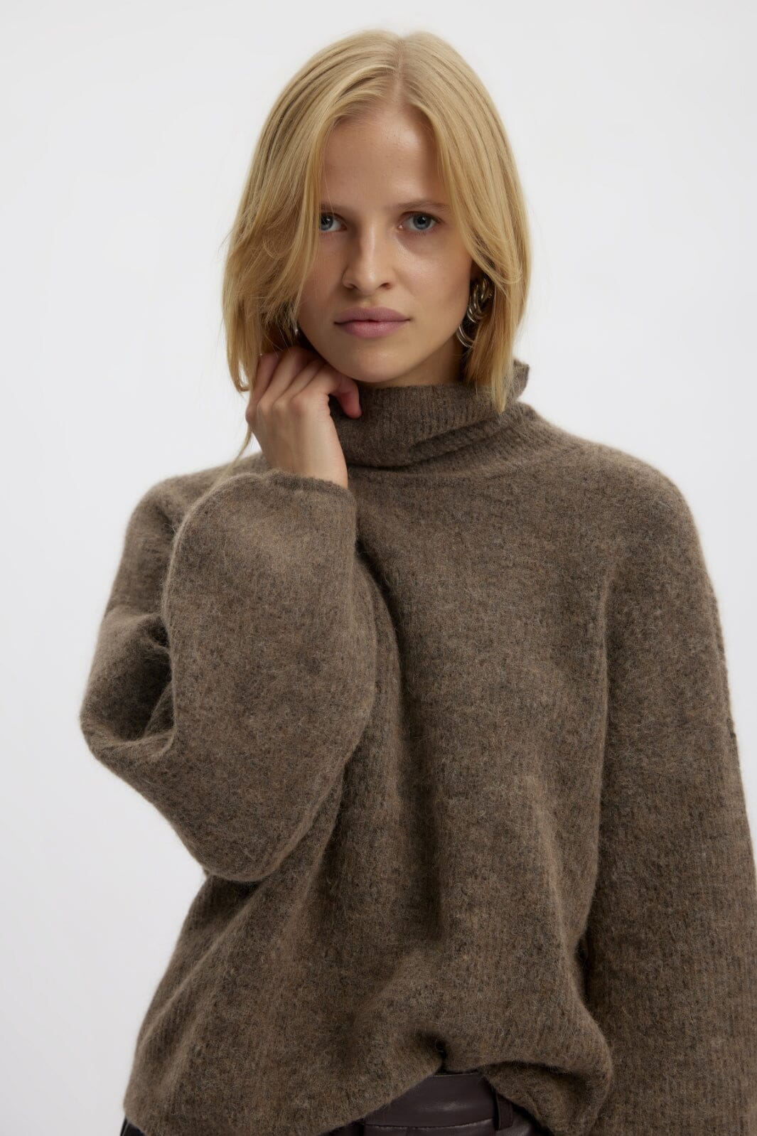 Gestuz - AlphaGZ ls rollneck - Dark sand melange