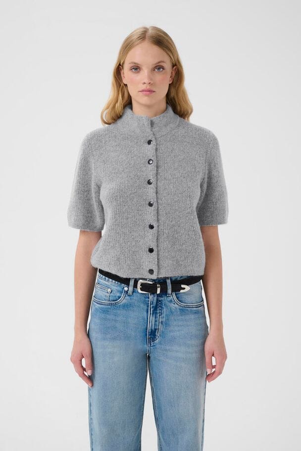 Gestuz - Alphagz Ss Short Cardigan 10909816 - 1442061 - Pearl Blue Melange Cardigans 