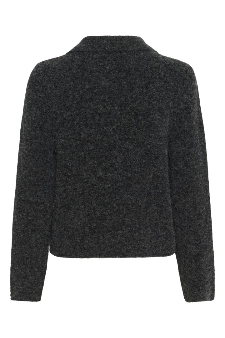 Gestuz - Gzalpha Polo Pullover 10910589 - 106286 - Charcoal Melange Strikbluser 