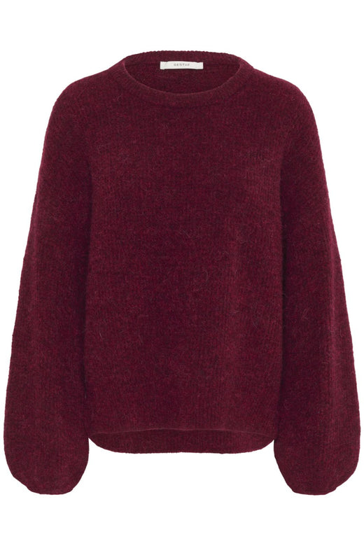 Gestuz - Gzalpha Slit Pullover 10910590 - 107340 - Blood Red Mélange Strikbluser 