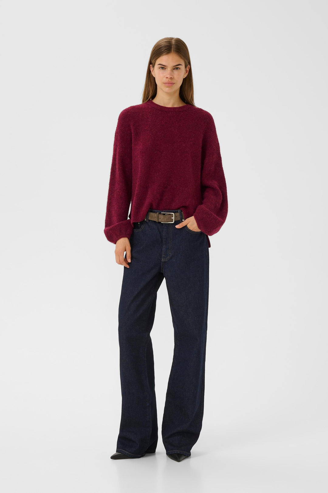 Gestuz - Gzalpha Slit Pullover 10910590 - 107340 - Blood Red Mélange Strikbluser 