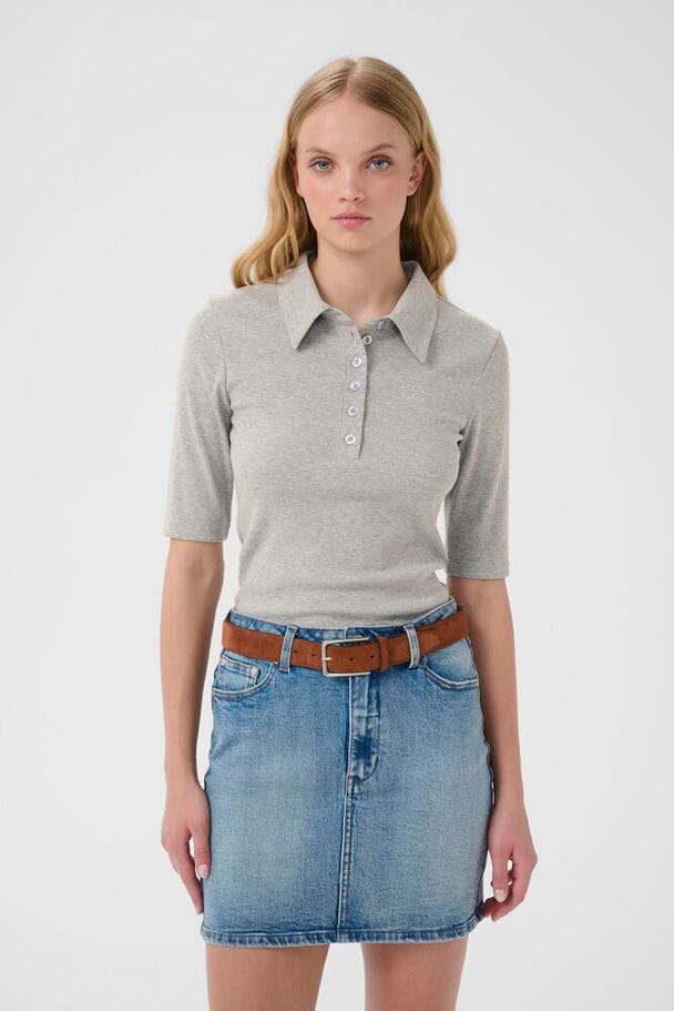 Gestuz - Gzdrew Polo Mel Top 10910951 - 107578 - Grey Mélange Toppe 