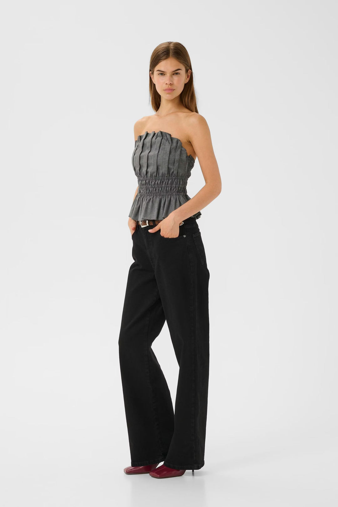 Gestuz - Gzpauline Corset 10909868 - 100494 - Dark Grey Melange Toppe 