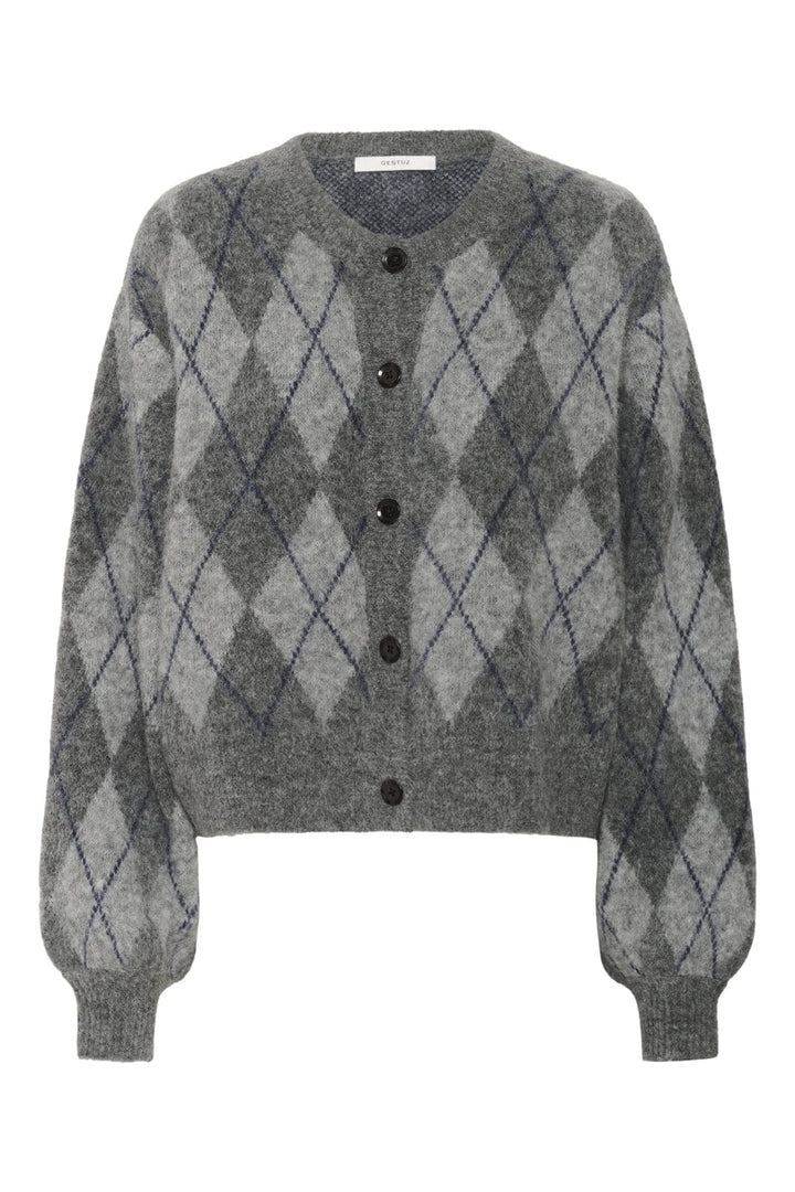 Gestuz - Gzsasi Cardigan 10910660 - 108584 - Check Dark Grey/Grey/Blue Comb Cardigans 
