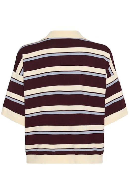 Gestuz - Gztaia Ss Polo Pullover 10910933 - 108876 - Aronia/Egret/Grey Blue Strikbluser 