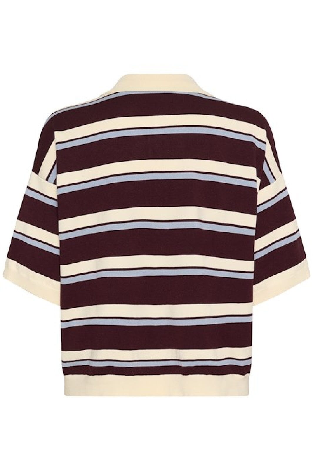 Gestuz - Gztaia Ss Polo Pullover 10910933 - 108876 - Aronia/Egret/Grey Blue Strikbluser 