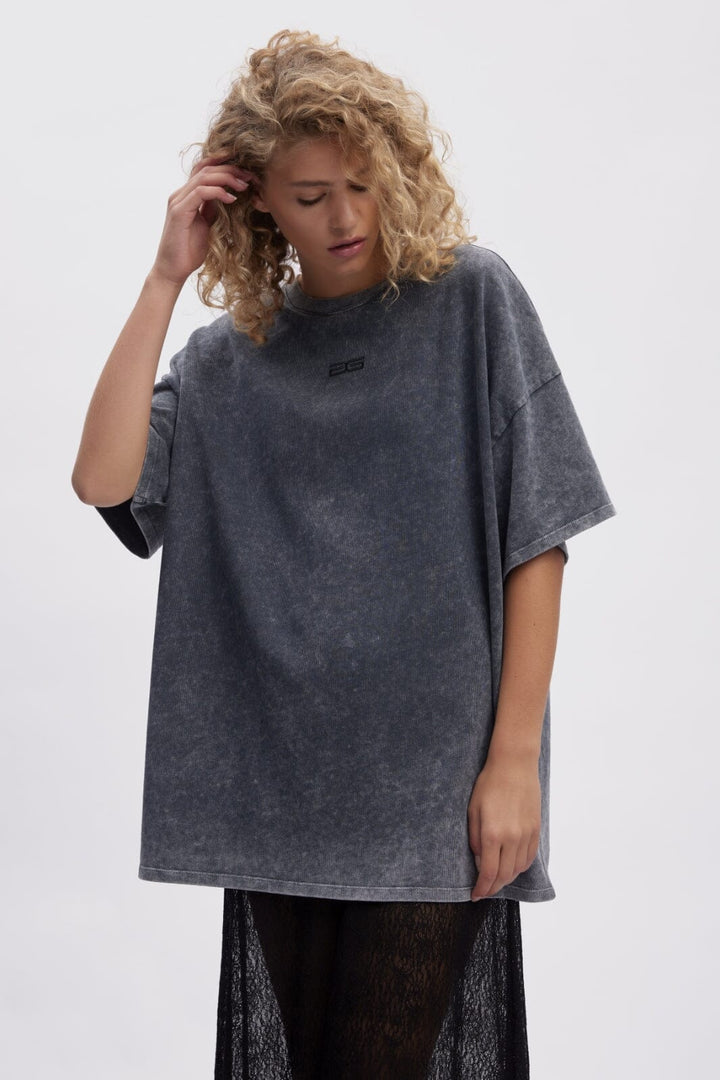 Gestuz - Jiogz Oversize Tee - 106053 Dark Grey Washed