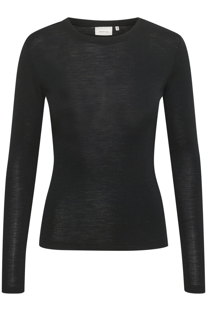 Gestuz - NiniaGZ ls wool roundneck - Black