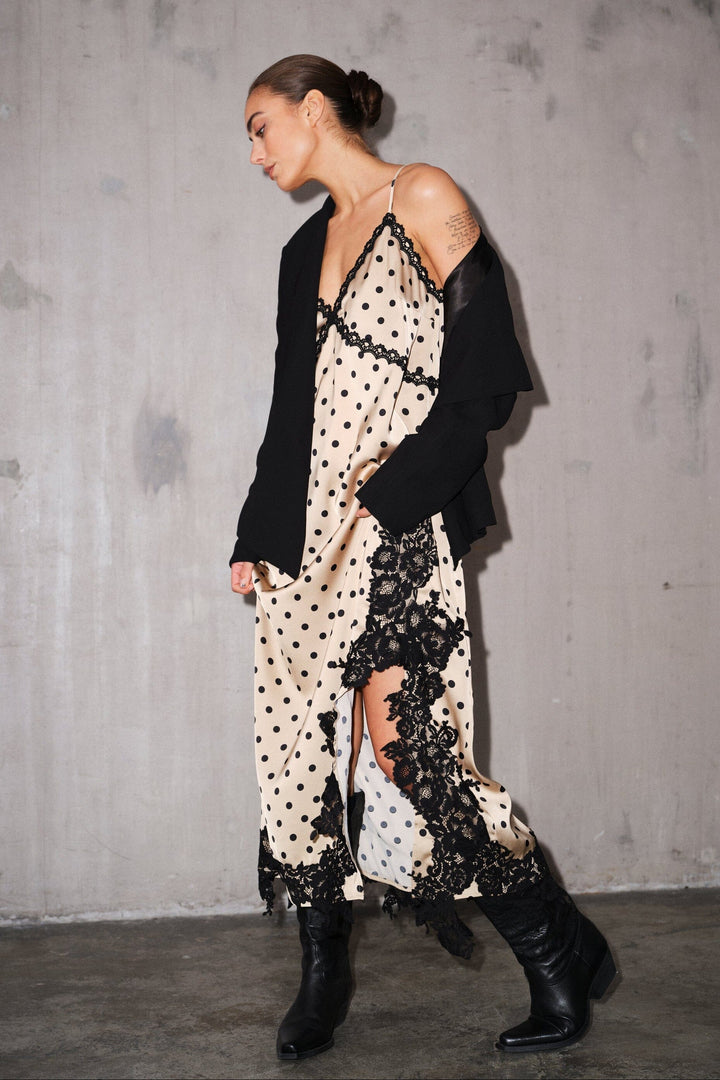 Gossia - Dahliago Mi Dress G3010 - Latte Black Dots Kjoler 