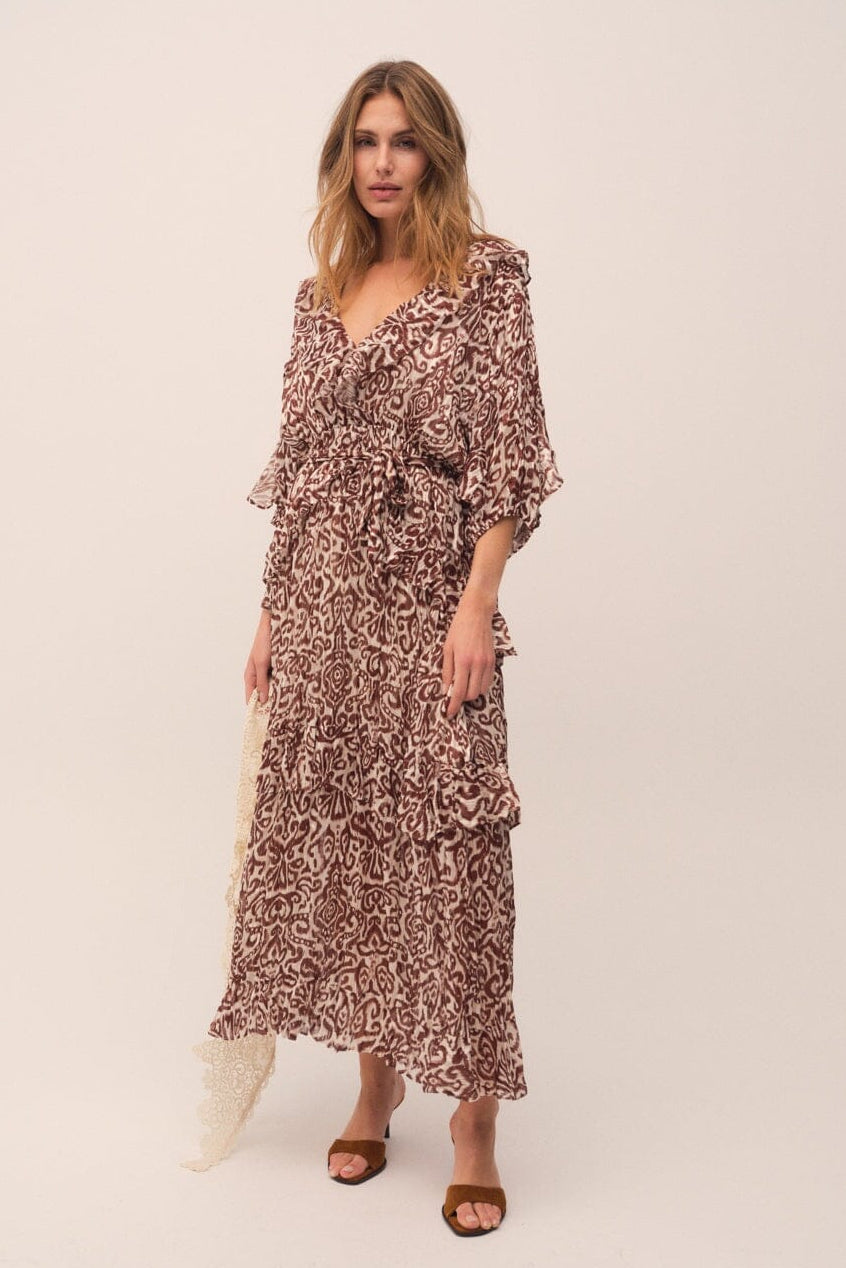 Gossia - Liago Dress G2916 - Brown Ikat